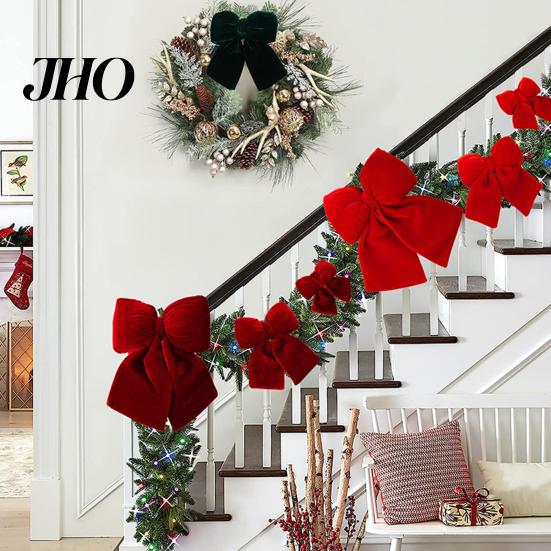 Multi-size Bow Set Christmas Ornament Multi-Size Design Velvet Fabric Holiday Atmosphere Decoration Handmade 3D Shape Bowknot Decor