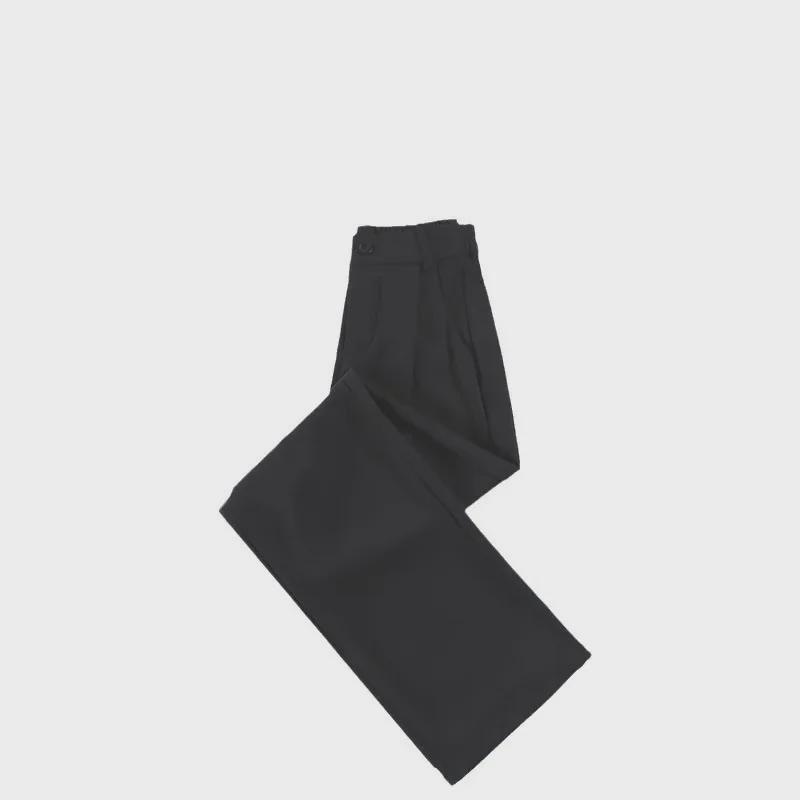 Summer Black High-Waist Ice Silk Wide-Leg Pants for Women