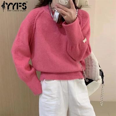 Women's Fashion Casual Fall Winter Solid Color Print Long Sleeve O-Neck Sweaters