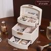 Minimalist High-end Jewelry Storage Box Pu Multi-layer Multi-function Large-capacity Jewelry Box with Mirror and Lock