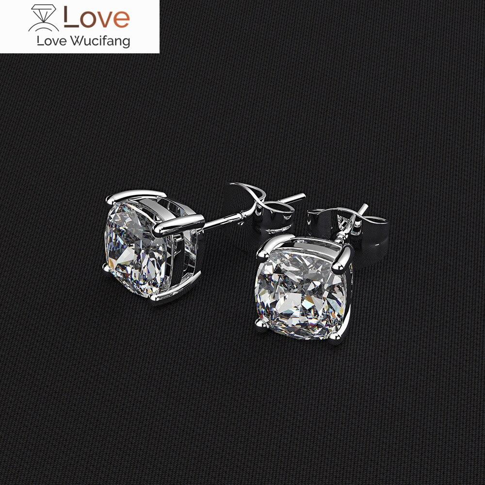 Wong Rain Classic 100 %925 Silber Gezüchteter Moissanit Edelstein Hochzeit Verlobung Ohrstecker Ohrringe Echtschmuck Großhandel