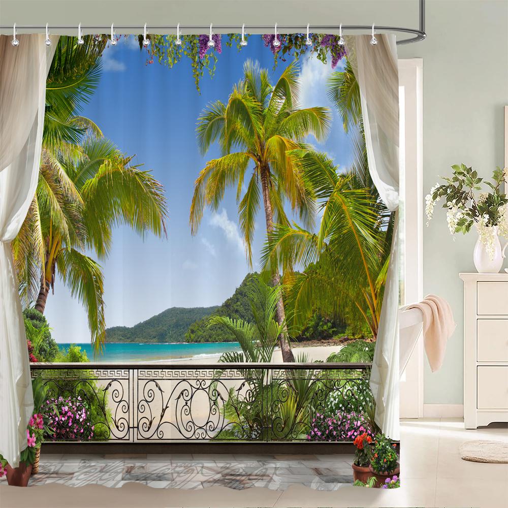 

3D Европейский сельский Цветочный пейзаж печать ванная водонепроницаемая занавеска для душа полиэстер занавеска для ванны домашняя декоративная занавеска W90xH180cm