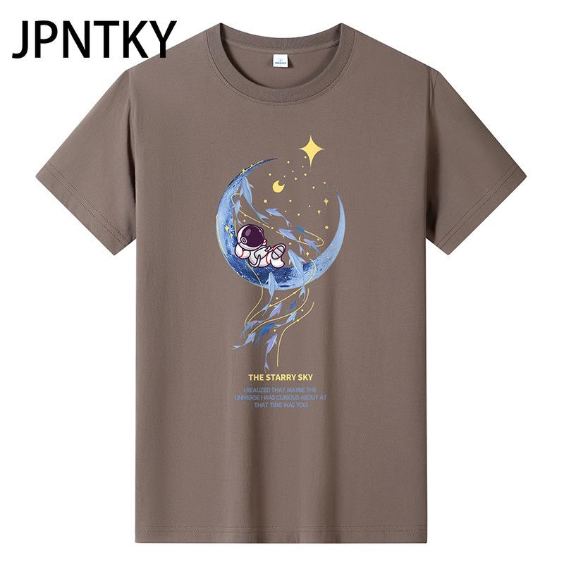 JPNTKY Cotton Short Sleeve T-shirt Men's Fashion Loose Half Sleeve Shirt Printed Compassionate Shirt