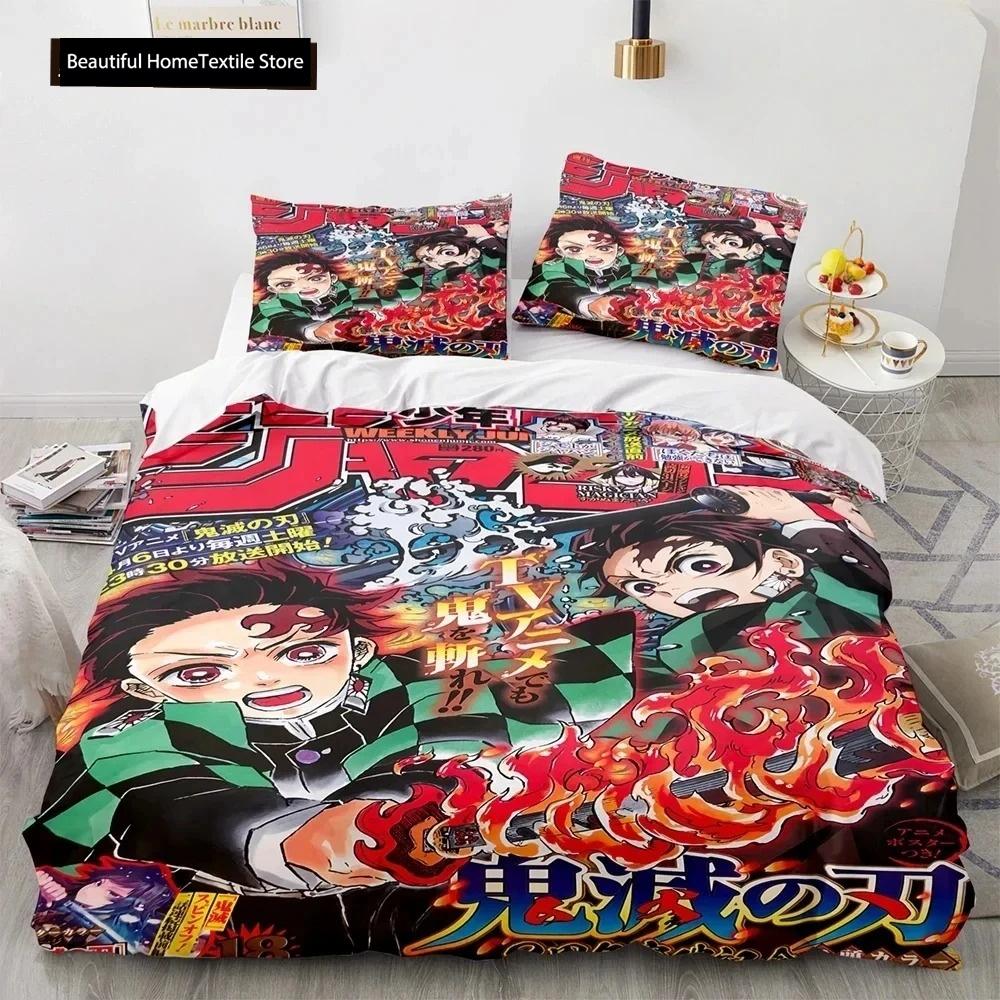 Demon Slayer 3d Bedding Set Anime Duvet Cover Pillowcases Single Twin Full Queen King Size Boys Girls Boys Gift Home Decor