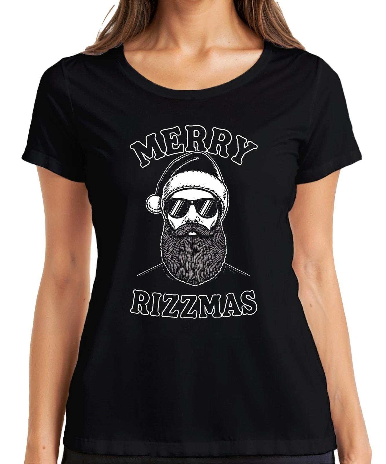 MERRY RIZZMAS Weihnachten Hipster Bärtiger Lustig Geschenkidee Damen T-Shirt XL