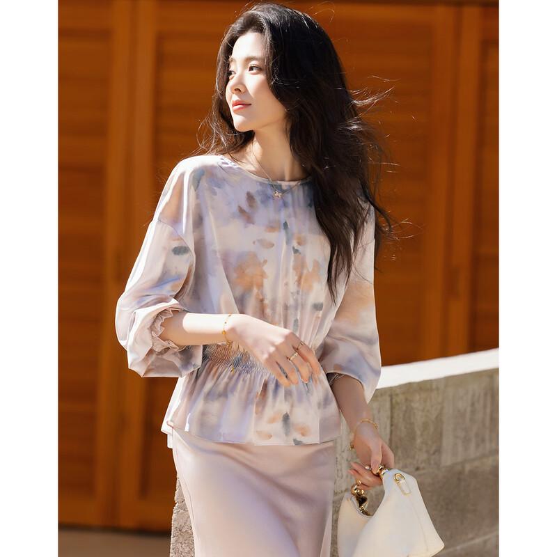 Women's Floral Print Ruffled Blouse