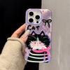 Purple Scribbled Kitten for iPhone11promax Premium Sense iPhone11 Large Hole Glacier Pattern Explosive Case