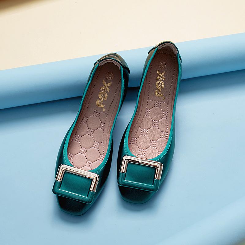 Fashion Metalic Buckle Shoes Ladies Roll-Up Moccasins Comfy Flats Shoes Women Foldable Loafers Antiskid Slip On Silver Ballet Girl Shoes