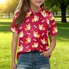 Kids Short Sleeve Polo Shirt Animal Print Casual T Shirt Button Down Collar Comfortable Fit Soft Fabric Breathable Design