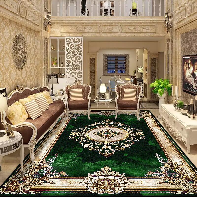 European Retro Floral Large Carpet for Living Room Luxury Decoration Rug Non-slip Bedroom Cloakroom Washable Soft Mat Floor Mats