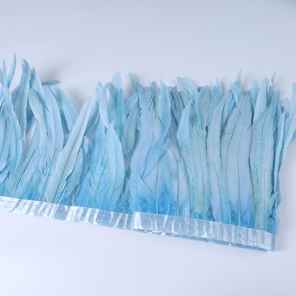 Rooster Feather Trims 2M Rooster Cock Tail Feather Fringes DIY Handicrafts for Clothes Ribbon Carnival Accessories