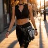 Steampunk Waist Pack Adjustable Bag Hands with Harness for Wanderers, Bikers,