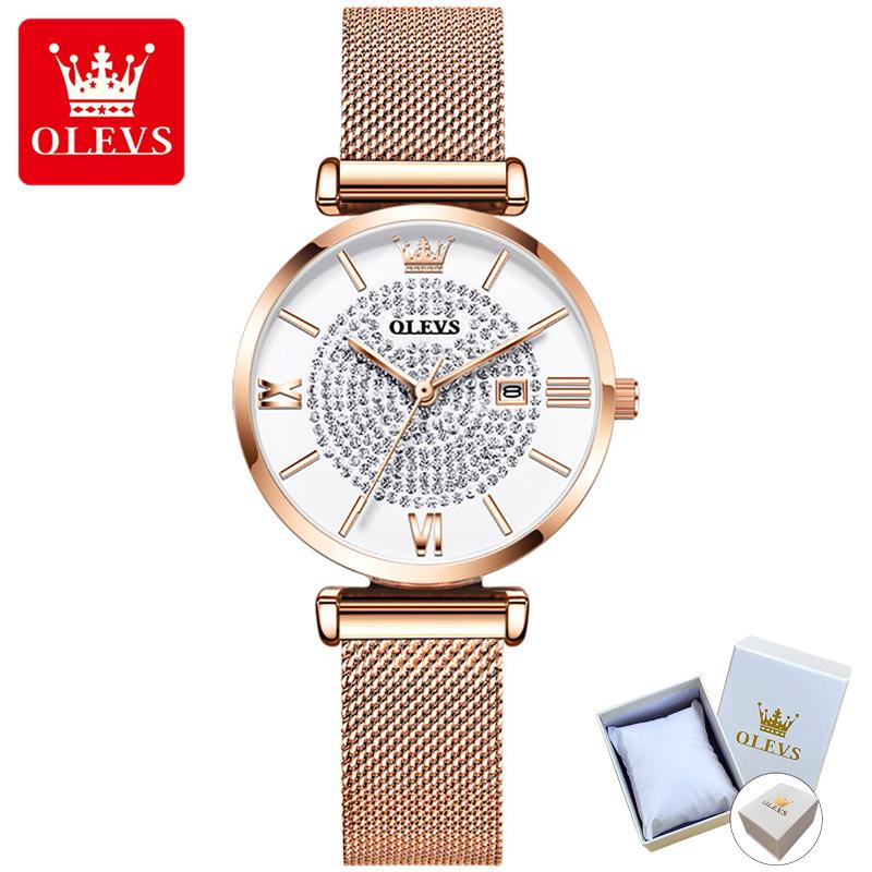 OLEVS 6892 mit Geschenkbox Gypsophila Quarzuhr Wasserdichte Damenuhr