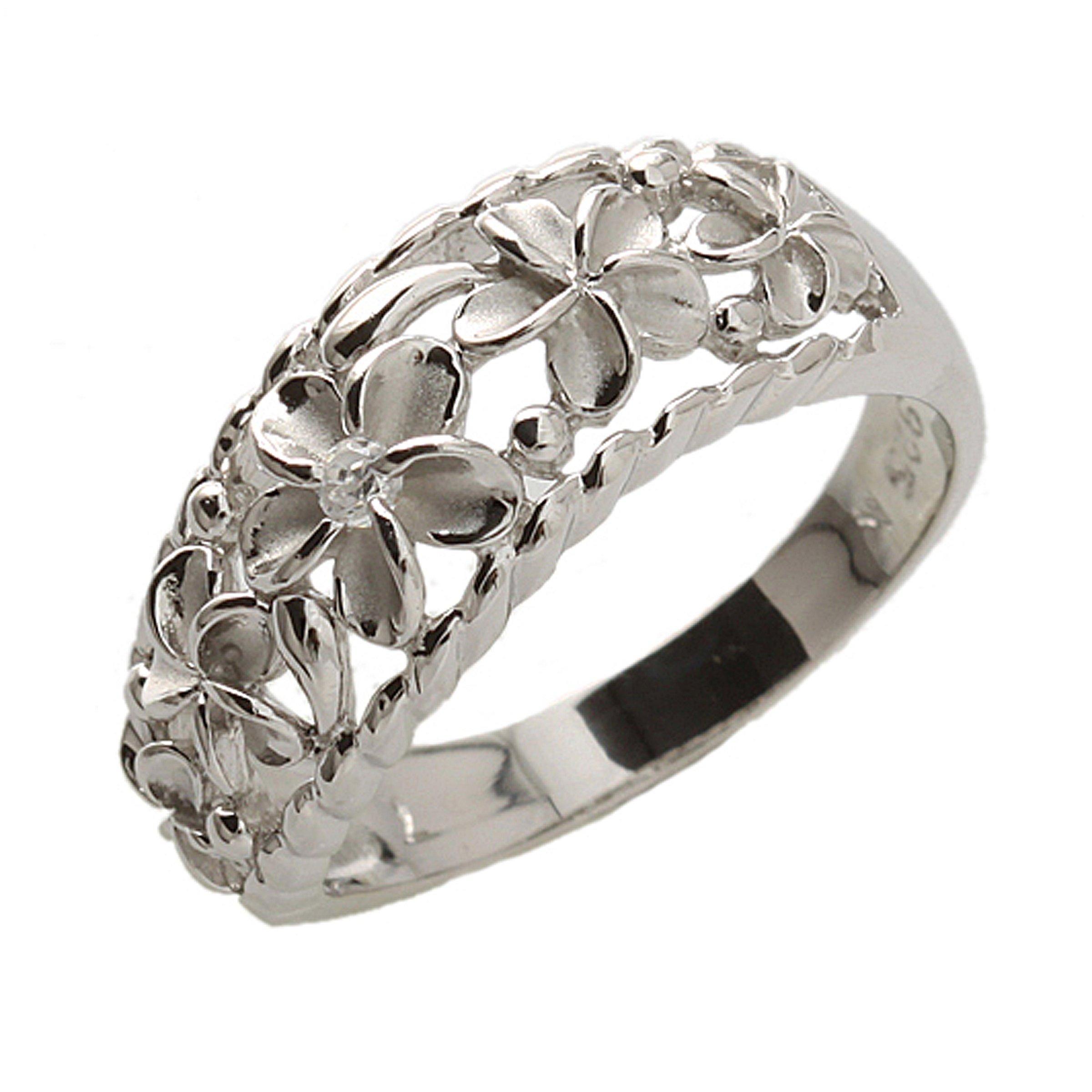 

Гавайское ювелирное кольцо 5 Plumeria Ring Серебро 925 [BreezyIsland] (US8-JP16.5)