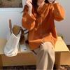 Solid color simple and versatile sweater jacket women's autumn and winter new loose casual lazy knitted cardigan top trendy
