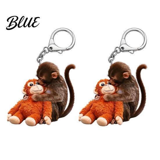 Keychain Accessory 2Pcs Punch Monkey Charm Key Chain Pendant Wear-Resistant Bag Backpack Car Keys Photo Prop Decoration Decorative