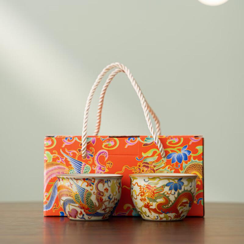 

De ou Star Light Retro Dragon Phoenix Enamel Master Teacup