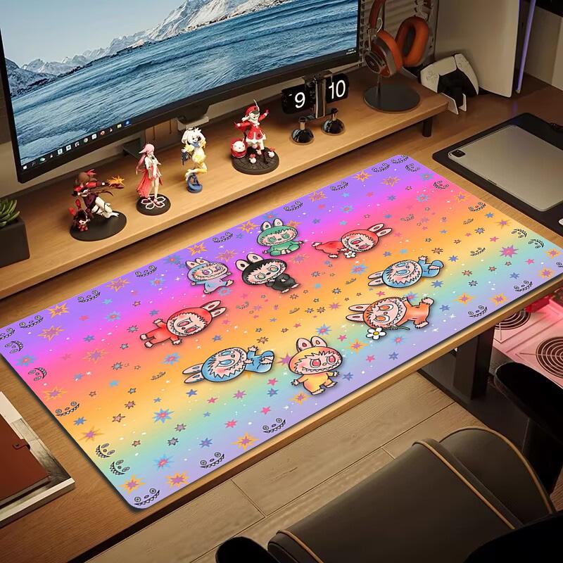 Kawaii Bubu Color Mouse Pad Large Gaming Table Cushion Non-slip Laptop Tablet Big Mousepad XXL Mat Mini PC Playmat With Lock edge