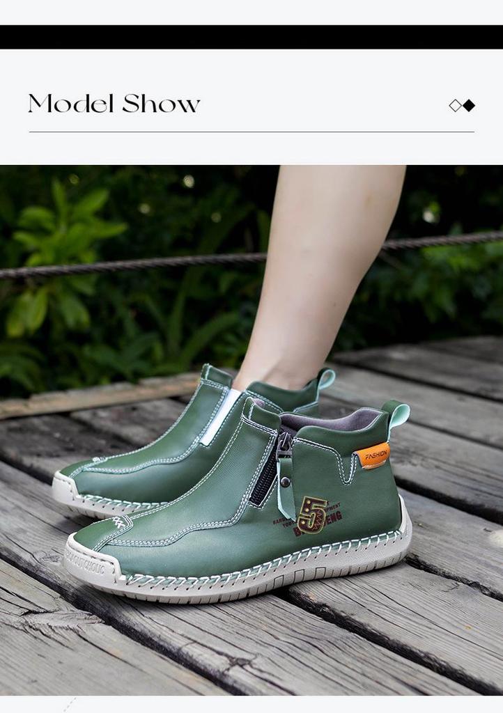 Women's Plus Size Soft Sole Ankle Boots - Spring Hand-Stitched Martin Style Casual Mom Shoes