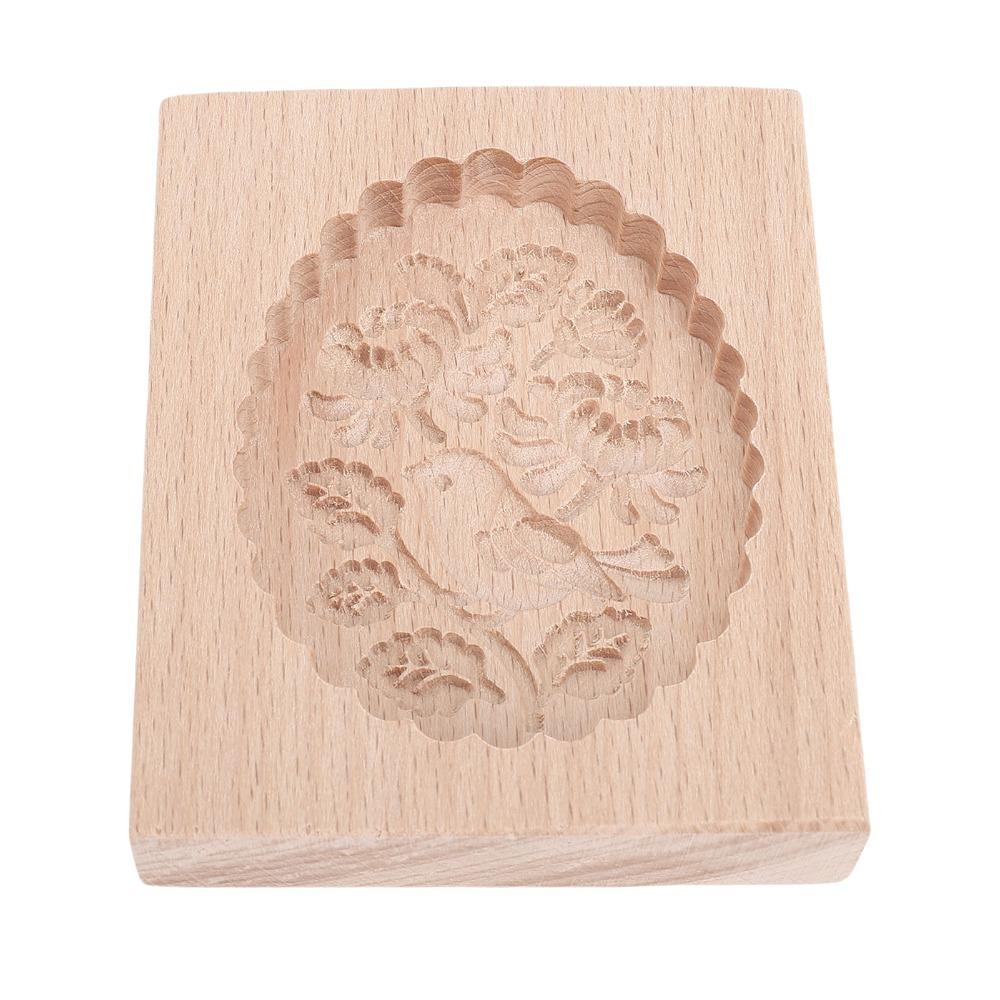 1pcs 3D Design Wooden Cookie Mold Carved Bird Pattern Biscuit Stamp Mould For Baking
