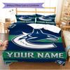 Name Custom Vancouver Canucks Pattern Bedding Set Quilt Cover Pillowcase Home Decor Gift (1 * Duvet Cover + 2 * Pillowcase, Without Core)