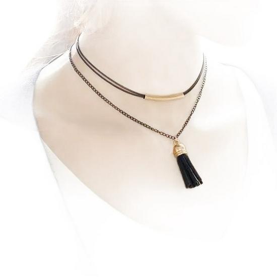 Retro Lace Choker Necklace Set – Black Clavicle Chain Accessory for Women