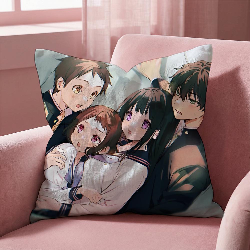 Anime H-HyoukaS Cushion Cover Multi-Scene Pillow Cover for Home & Car - Reversible, Soft & Durable for Daily Use