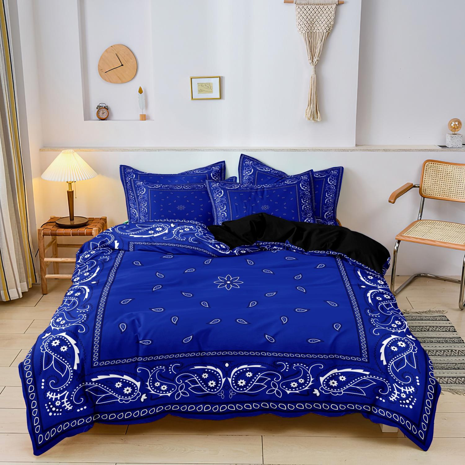 Ensemble de housse de couette élégant motif cachemire 3 pièces avec taies d'oreiller pour chambre à coucher et chambre d'étudiant 1 housse de couette + 2 taies d'oreiller 120x190cm&set
