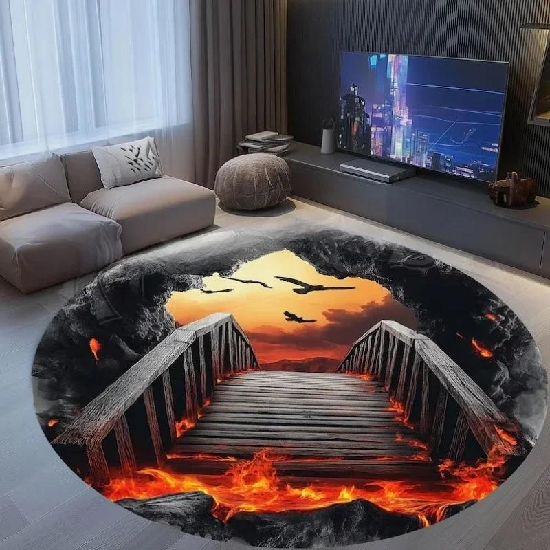 3D Optical Illusion Crack Vortex Deep Hole Carpet Decor Floor Mat Bedroom Leisure Area Carpets Sofa Soft Bedside Non-slip Rugs