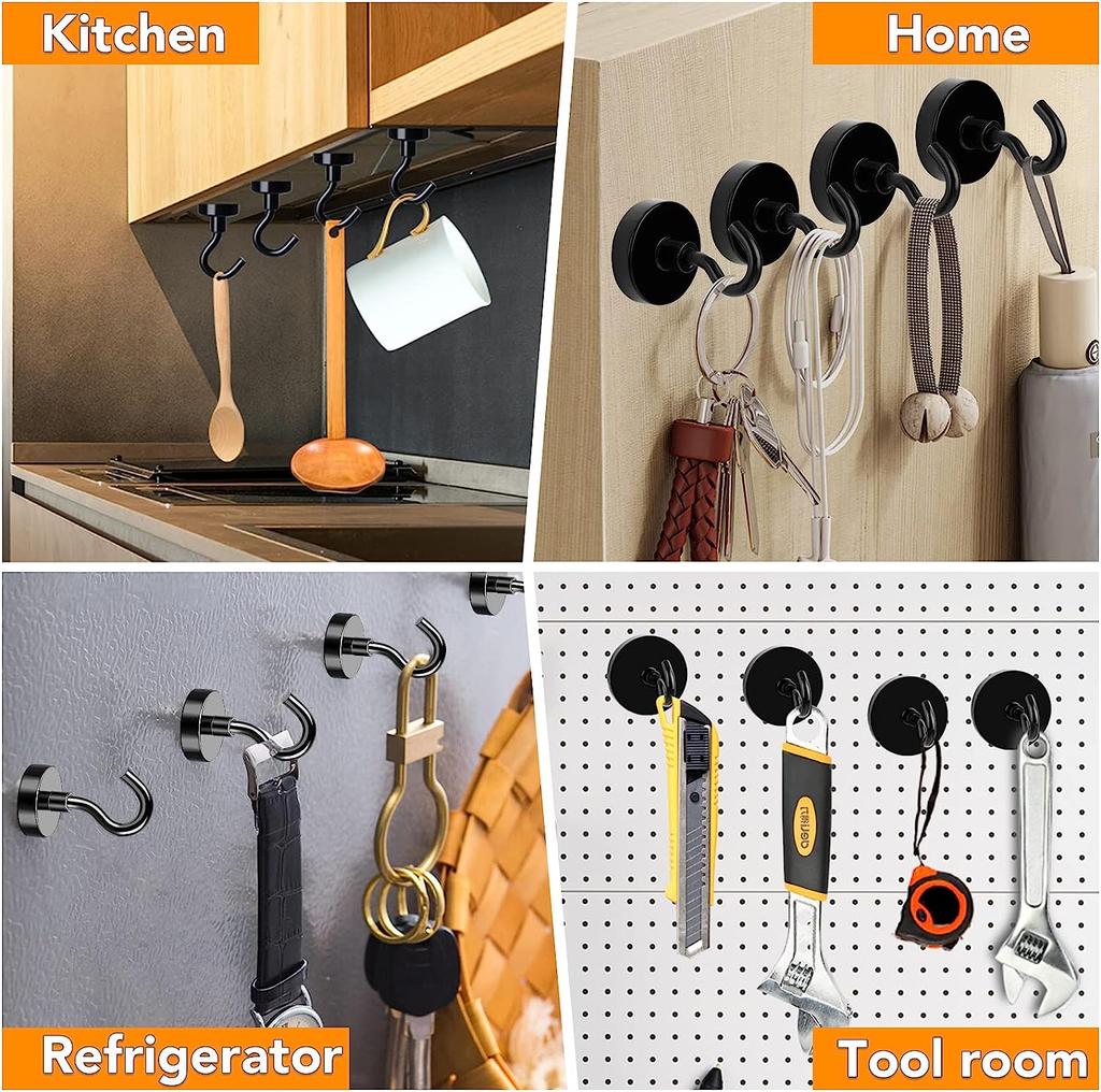 10/20/30Pcs Strong Magnetic Hook 70lbs Max Heavy Duty Magnet 3Coating Neodymium Hooks for Kitchen Garage Grill Cup Key Hanger
