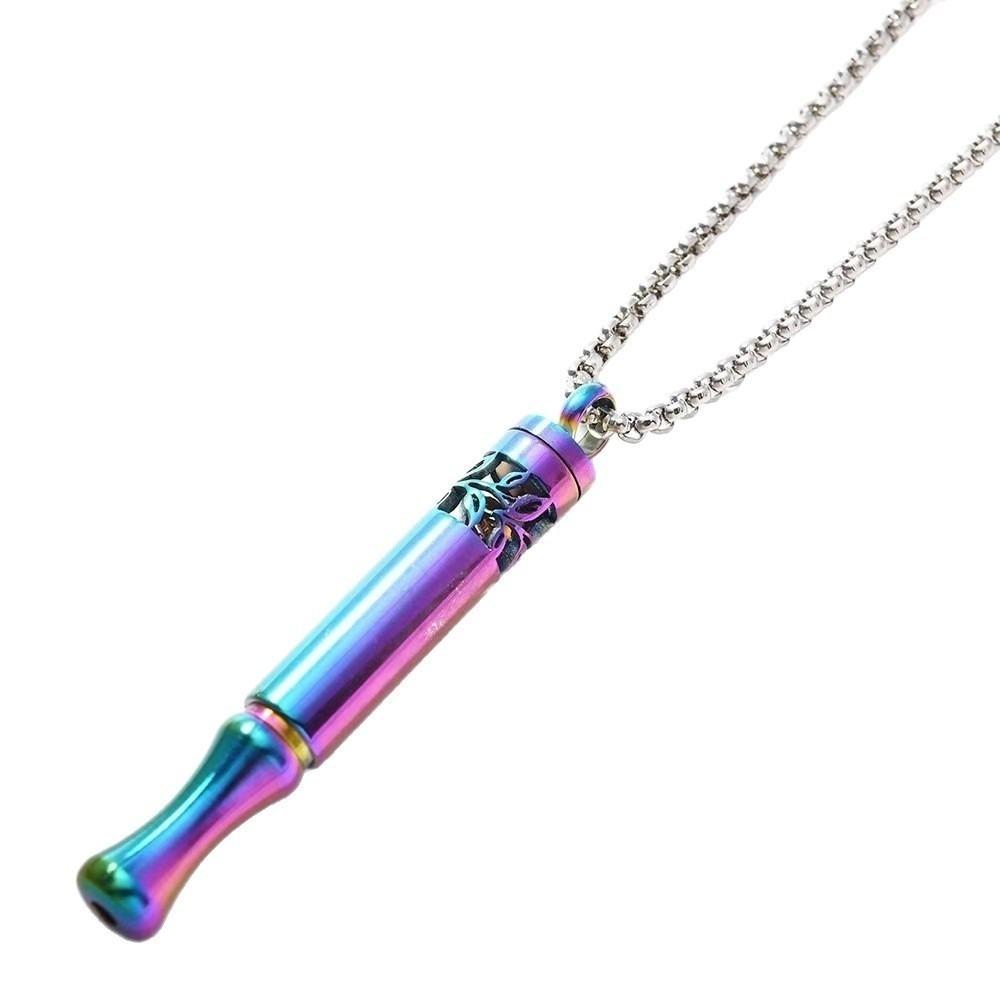 Mindfulness Training Whistle Necklace With Cotton Core Metal Relaxation Necklace Detachable Portable Decompression Necklace