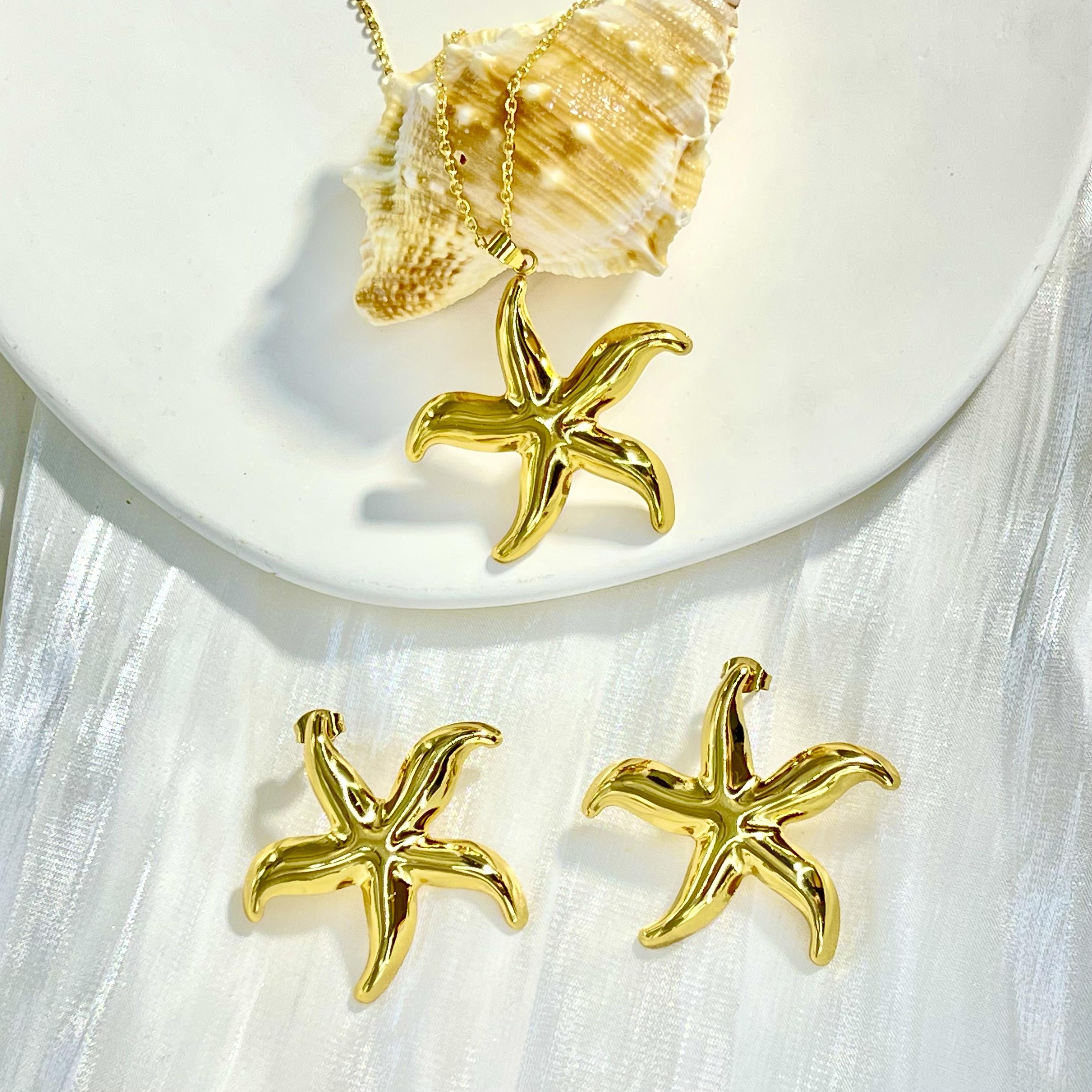 

Light Luxury INS Style Stainless Steel Jewelry Set Beach Shell Pendant Necklace Stud Earrings for Gift