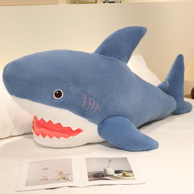 60-100cm Cute Blue Shark Doll Plush Toy Stuffed Soft Sea Animal Fish Pillow Appease Toys for Kids Girls Birthday Gifts Decor