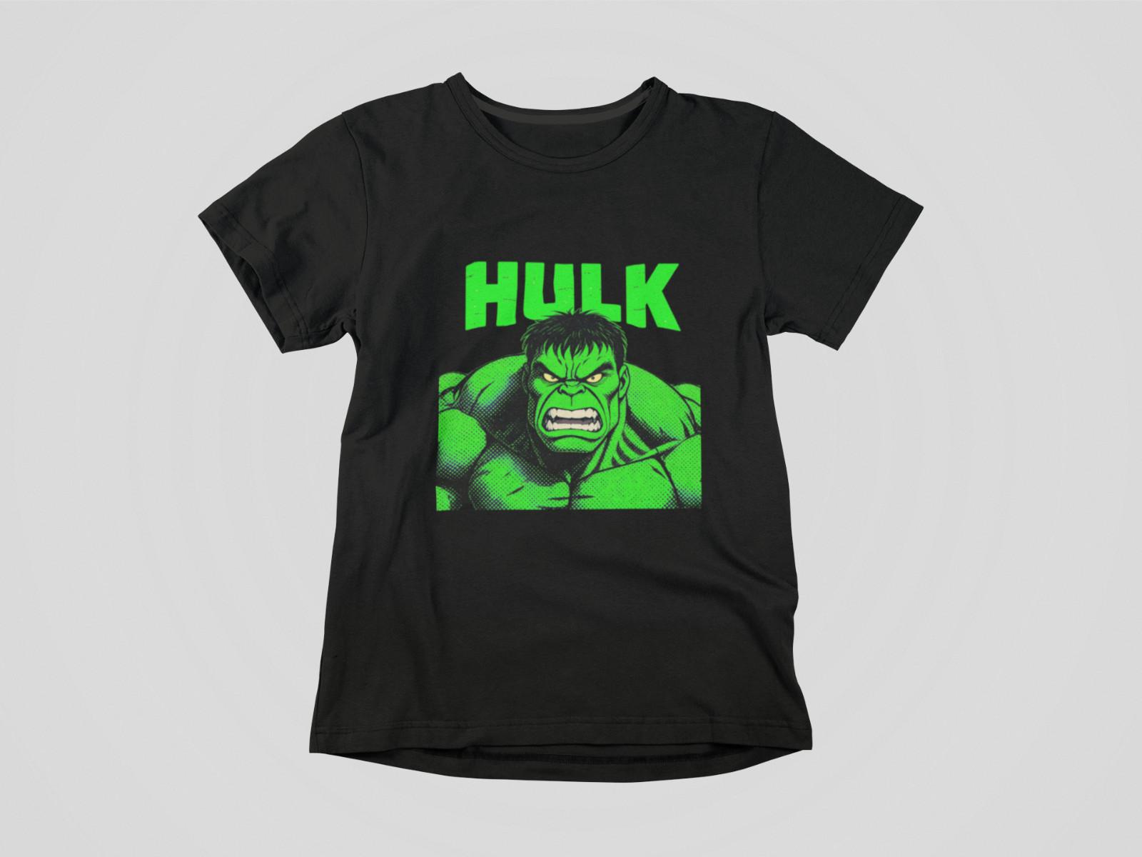Green Comic Graphic T-Shirt Muscular Hero Style Neon Art Black Tee Unisex New 4XL