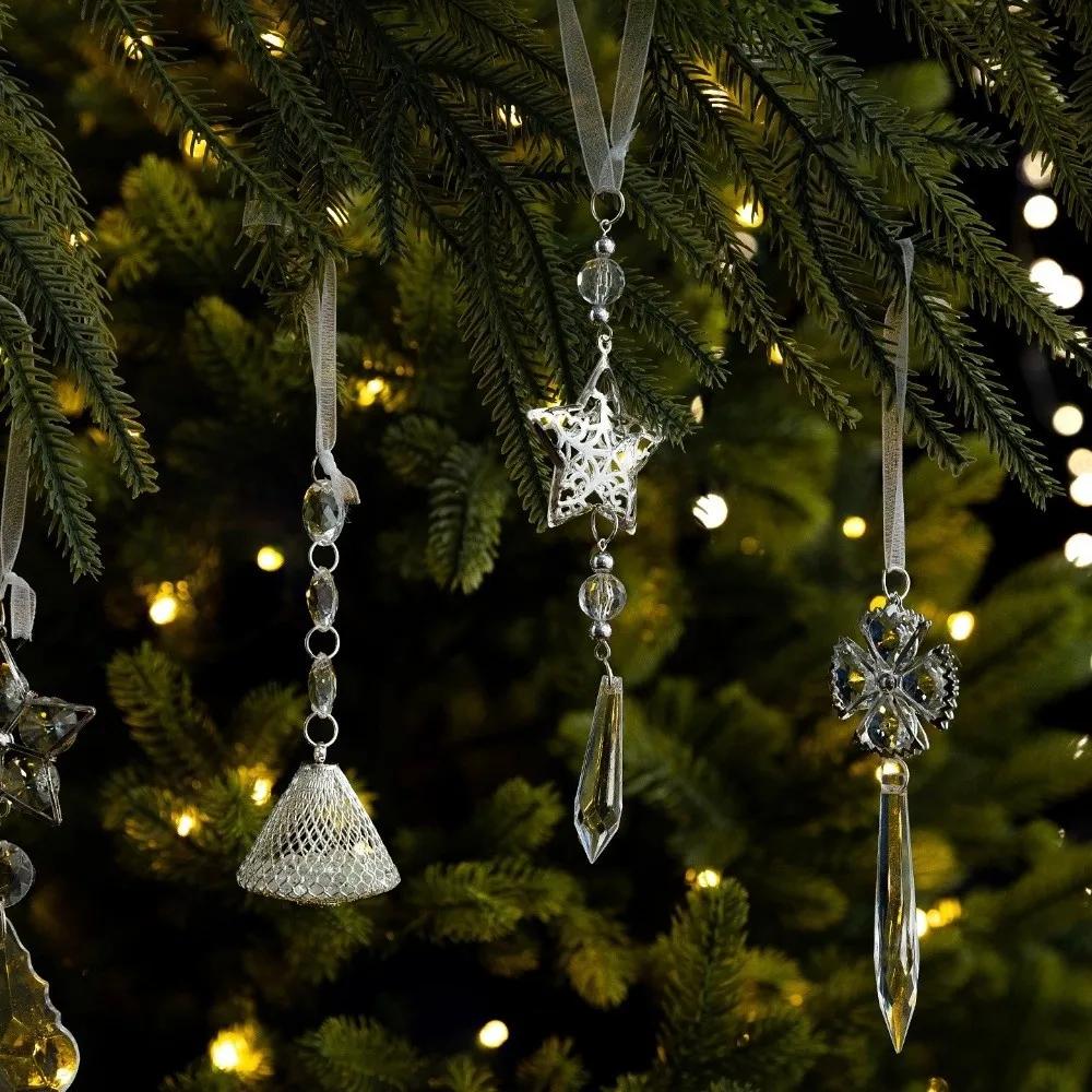 Transparent Christmas Tree Decoration Snowflake DIY Five-pointed Stars Christmas Acrylic Snowflake Ornament