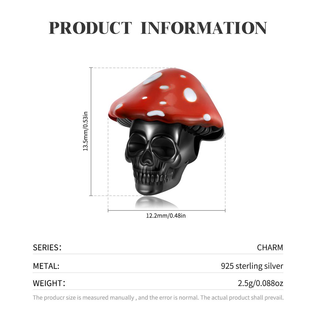 Lemon Juice Skull Authentic 925 Sterling Silver Heart Shape Enamel Skeleton Beads for Women Charms Bracelet Jewelry