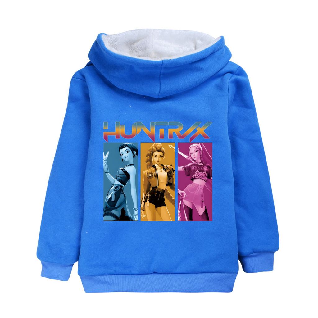 4834 Huntrix Kpop Zoey Mira Rumi Print Kinder Mädchen Reißverschluss Langarm Samt Warm Winterjacke