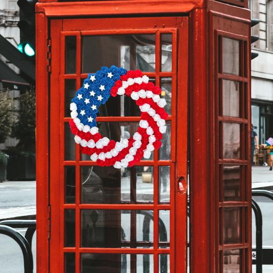 Patriotic 250th Anniversary Wreath Wooden Front Door Hanging Wreath 4th of July Independence Day Veterans Day Door Hanger Decoration