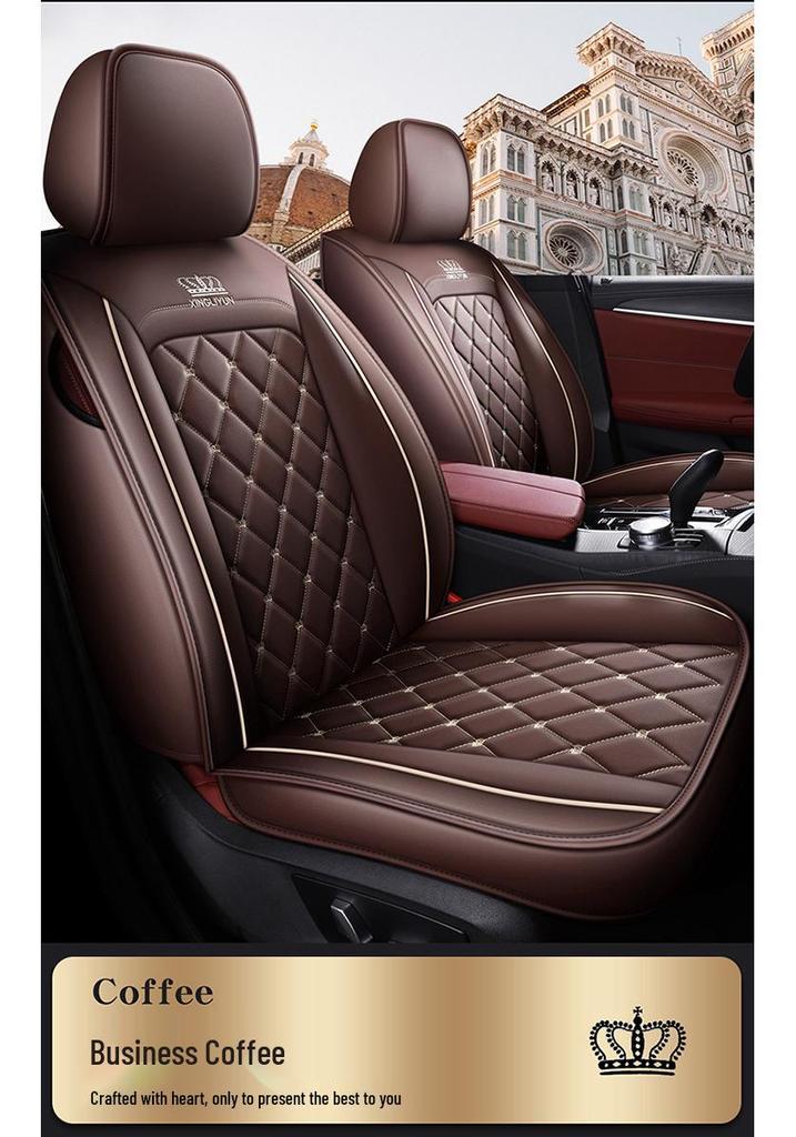 Dr. Jie European Style Full Leather Car Seat Cover - All-Season, Wear-Resistant, Universal Fit
