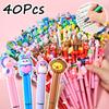 40Pcs Straight Liquid Roller Neutral Pen with Quick-drying Gel Pen Writing Supplies School Office Supplies Prize Gift Writing Tools Holiday Gift No