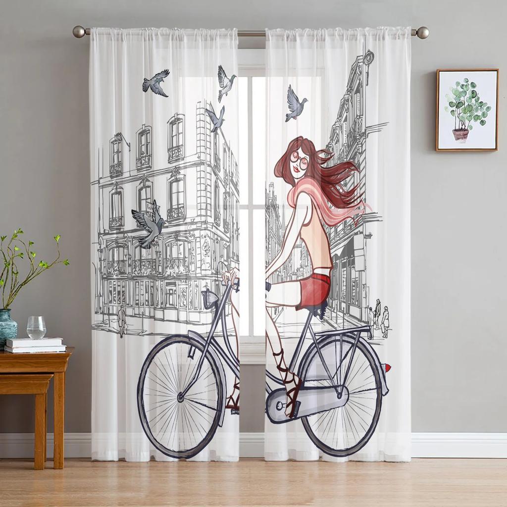Forest Fairy Flower Butterfly Girl Tulle Curtains Living Room Bedroom Decor Chiffon Voile Kitchen Window Curtain Light Filtering For Made Of Polyester