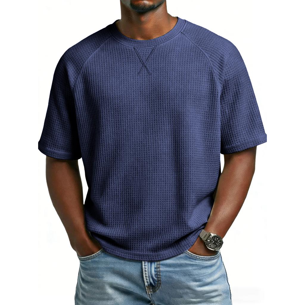 Men's -Knit Raglan Sleeve Round Neck Short Sleeve