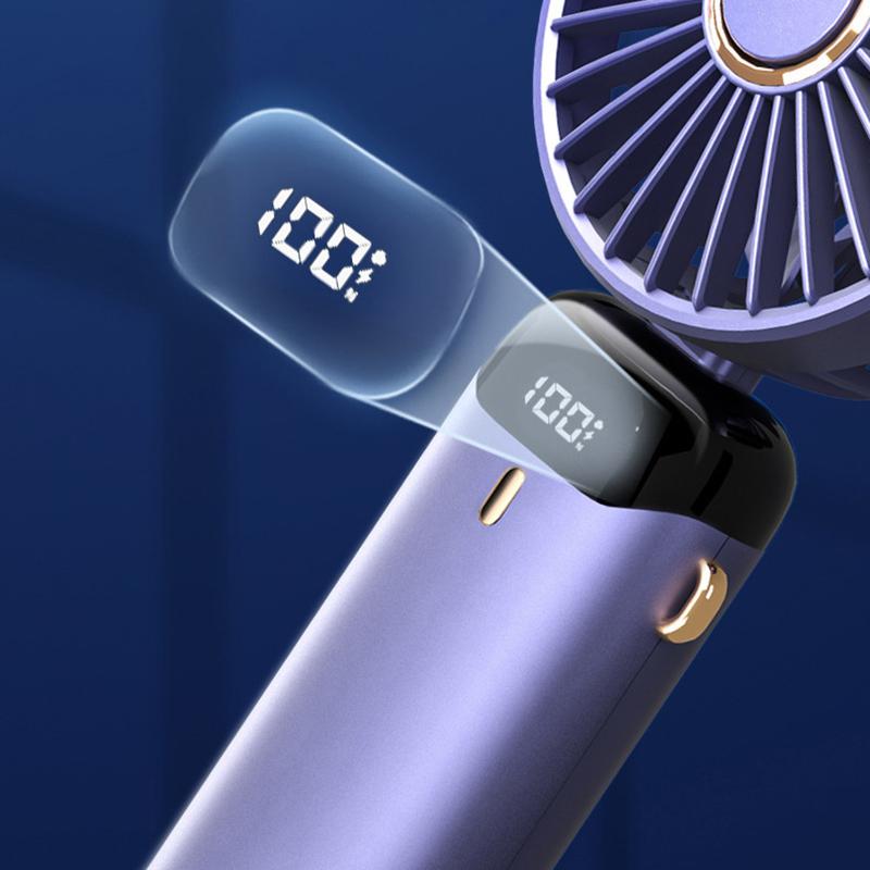 Usb El Tipi Mini Fan Katlanabilir Taşınabilir Boyundan Askılı Fanlar 5 Hızlı Usb Şarj Edilebilir Fan Telefon Standı ve Ekran ile
