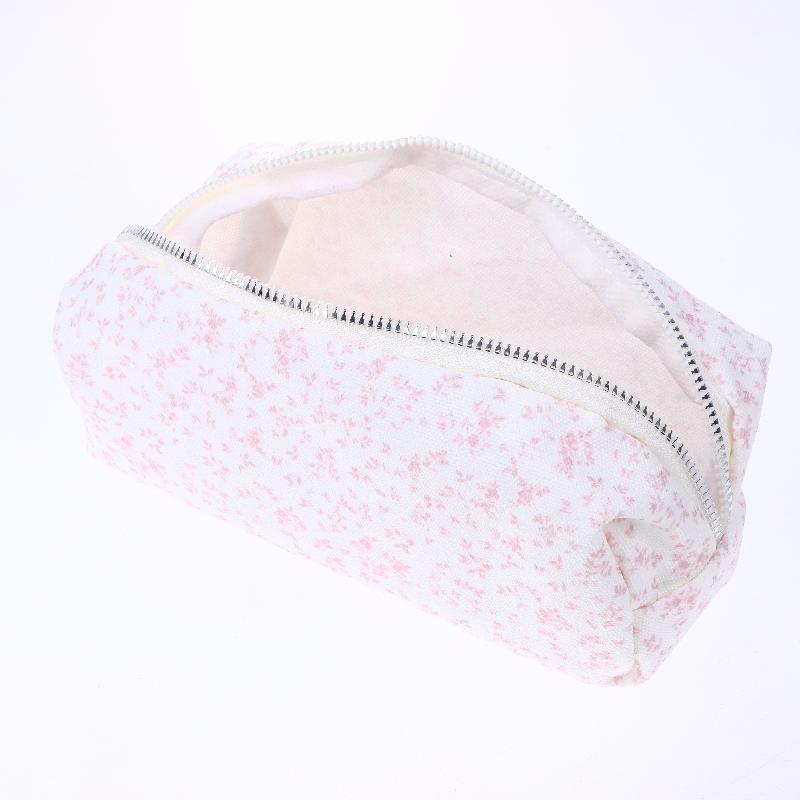 1Pcs Large Capacity Pencil Pouch Pink Small Floral Pencil Case Handheld Pen Bag Cosmetic Portable Gift For Office School Teen