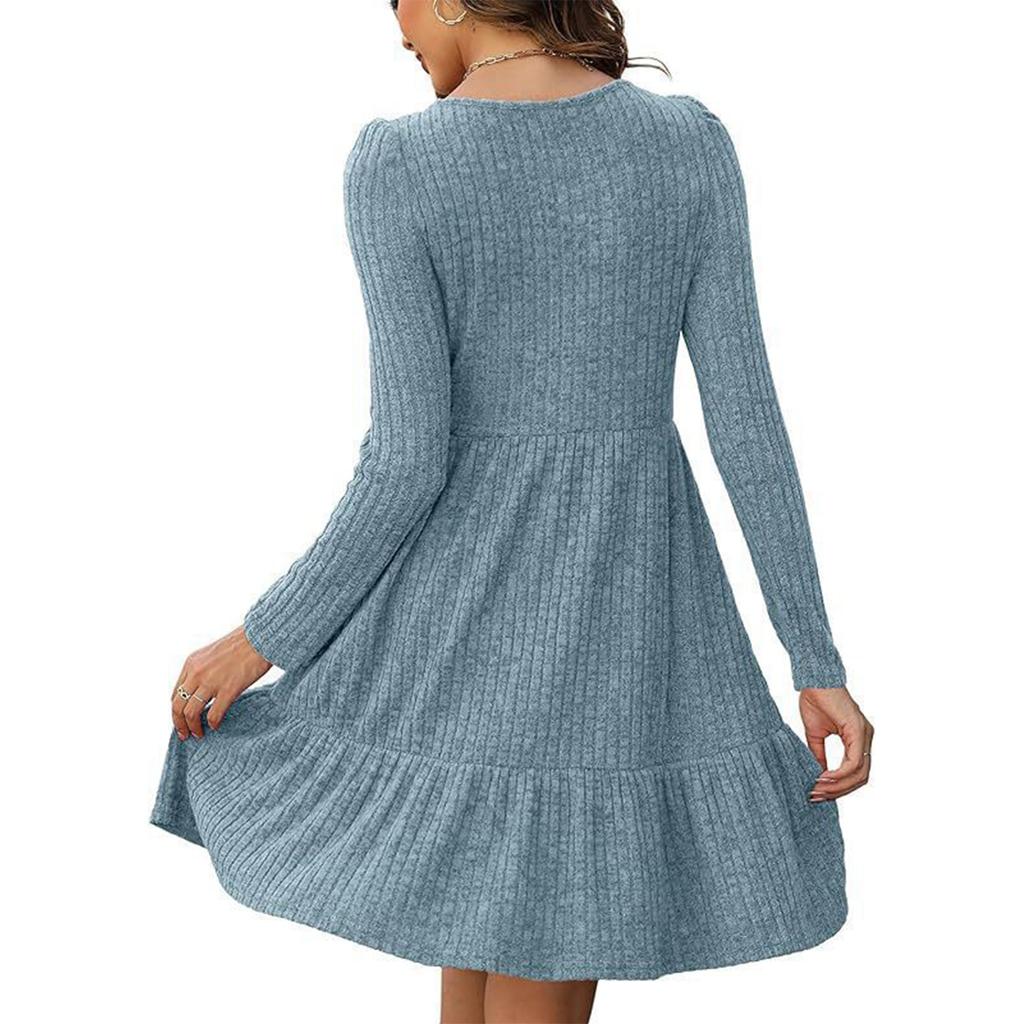 Women's Dress, Long Sleeved Pullover, Round Neck, A-line Casual Dress, And Winter