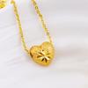 Exquisite Gold Color Jewelry Set for Party Heart Stud Earrings and Pendant Chain America Bridal Jewelry Set for Engagement Party
