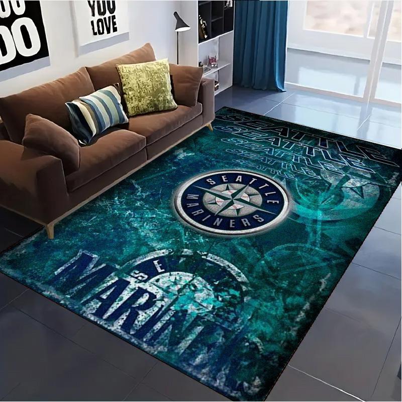 Seattle Mariners Logo Carpet Rug for Living Room Bedroom Home Sofa Decoration,Kids play Non-slip Floor Mat