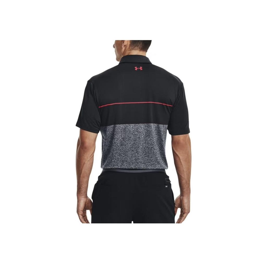 Under Armour Color Block Logo Print Golf Short Sleeve Polo Shirt Men Polo Shirts Black 1327037-049