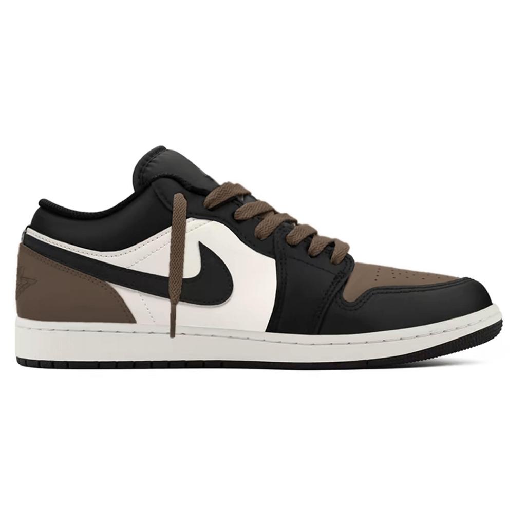 Jordan Air Jordan 1 Abrasion Resistant Breathable Low Top Vintage Basketball Shoes Men's Black White Brown 553558-081(Team1820-LD)