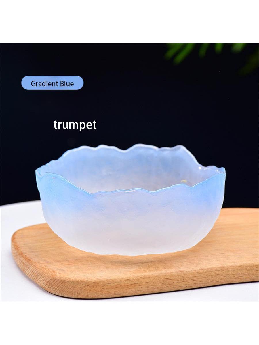 1pc thickened glass salad bowl, light luxury fruit bowl, vegetable salad dessert bowl, cold vegetable instant noodle bowl, синий